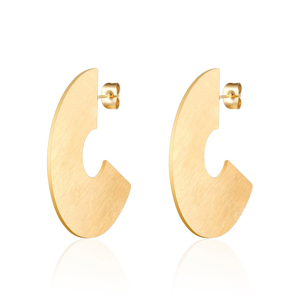 Punk Gold Color Rose Gold Color and Steel Color Geometric Big Fan Cute Dangle Earrings For Women Earrings Stainless Steel Trendy Lady's Earring