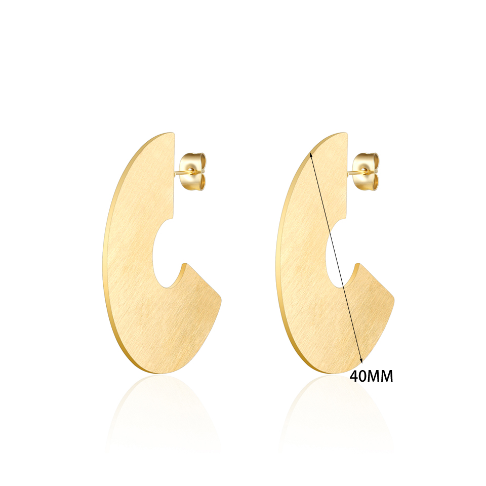 Punk Gold Color Rose Gold Color and Steel Color Geometric Big Fan Cute Dangle Earrings For Women Earrings Stainless Steel Trendy Lady's Earring