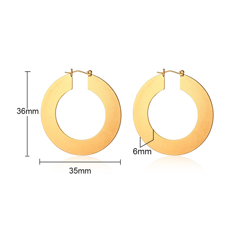 Minimalist Round Hoop Earrings Stainless Steel Geometric Circle Earrings