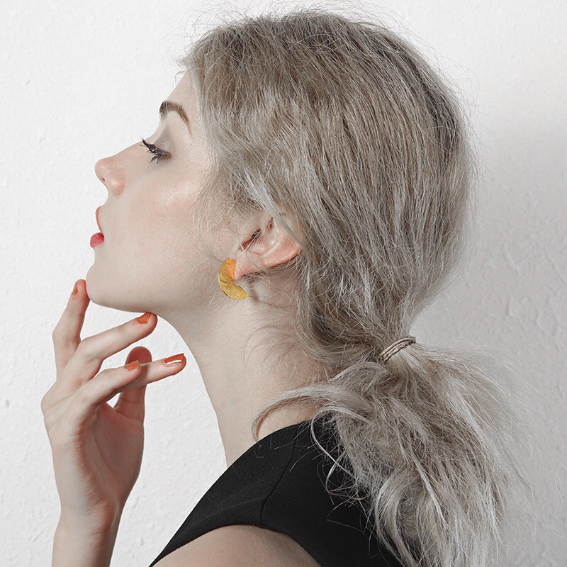 simple classic design geometric round shape women girl big 20mm round plate fashion gold earring