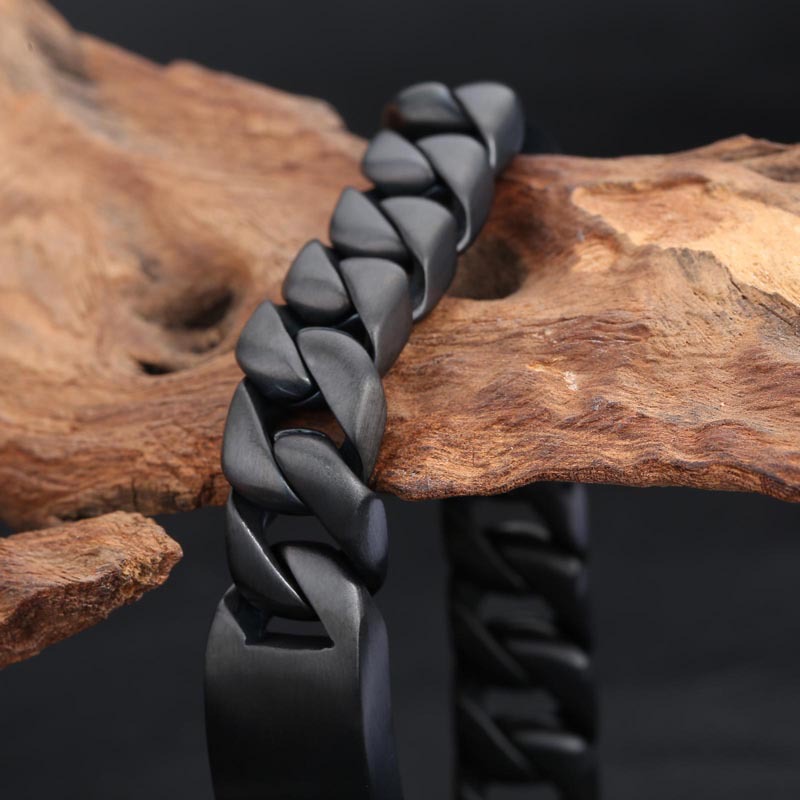 Matt Black Finish Big High Quality Stainless Steel Men's Link Bracelet