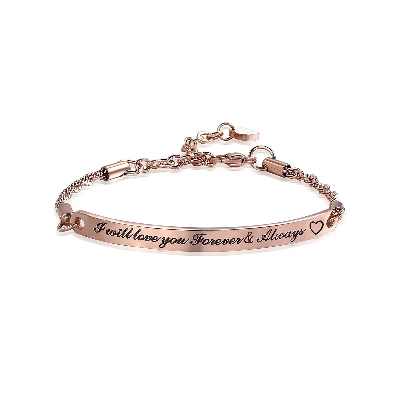 Stainless steel Bar Bracelet with Rope Chain Designed Personalized LOGO