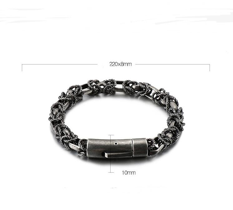LICA High Quality Punk Hop Stainless Steel Vintage Twist Jewelry Male Bracelet