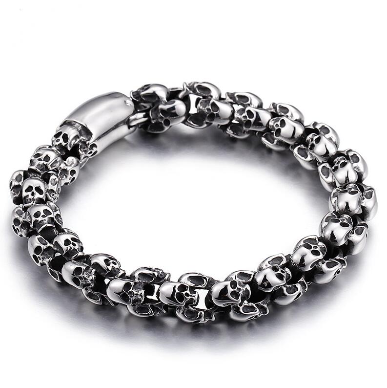 LICA Excellent Multi Skull Designed Charm Link Chain Bracelets with Matt Finish,Shiny Finish