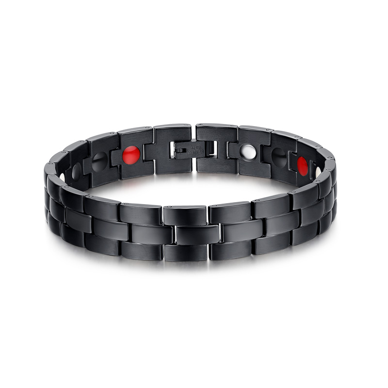 Two Tone Plated Magnetic Hematite Stainless Steel Bracelet Men's Health Bracelets with Hook Buckle Clasp Therapy Bangles Man Health Care Jewelry