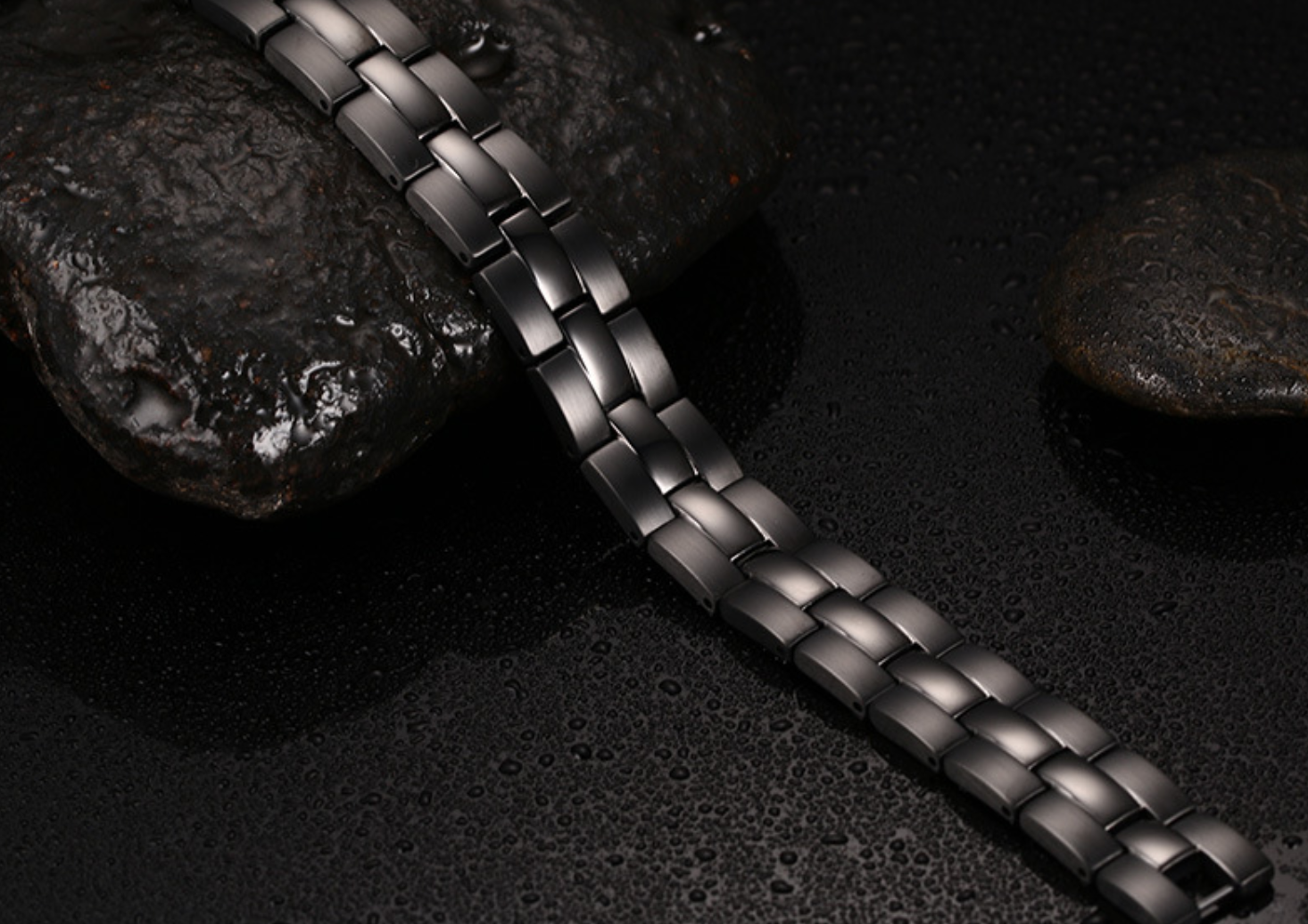 Two Tone Plated Magnetic Hematite Stainless Steel Bracelet Men's Health Bracelets with Hook Buckle Clasp Therapy Bangles Man Health Care Jewelry