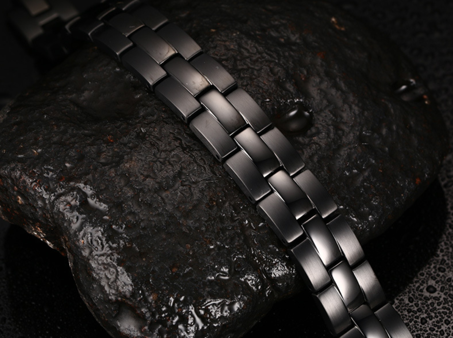 Two Tone Plated Magnetic Hematite Stainless Steel Bracelet Men's Health Bracelets with Hook Buckle Clasp Therapy Bangles Man Health Care Jewelry