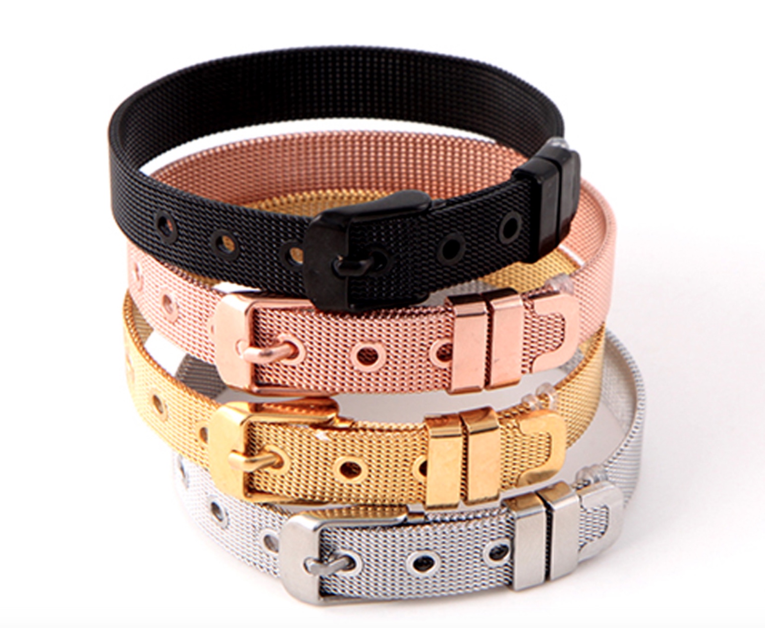 New Stainless Steel Women Mesh Bracelet Brand Bracelet for Slide Charms DIY Bracelets Silver Rose Gold Black Gifts