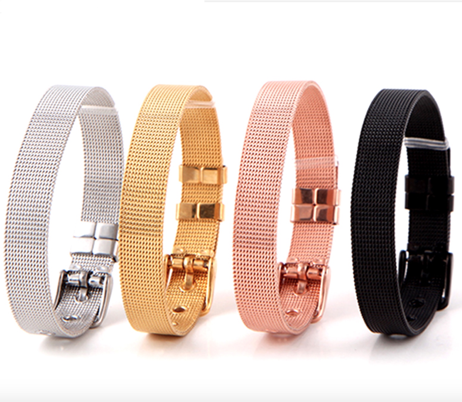 New Stainless Steel Women Mesh Bracelet Brand Bracelet for Slide Charms DIY Bracelets Silver Rose Gold Black Gifts