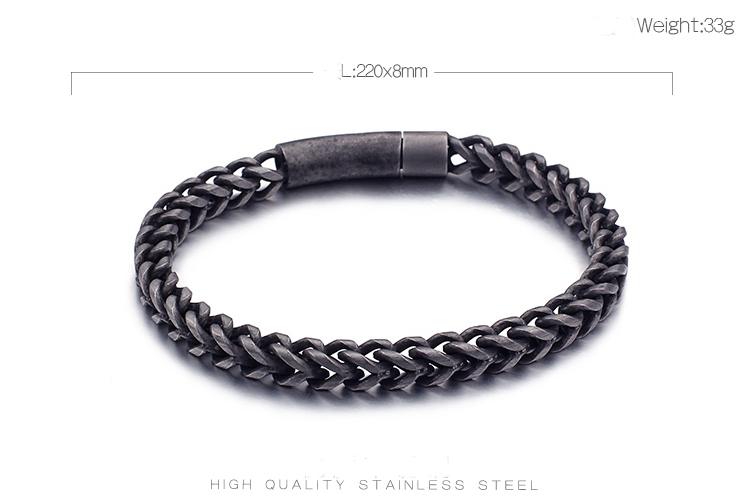 LICA 6MM Thick Chain Men Bracelet Cool Black Stainless Steel Friendship Men's Bracelets For Men Vintage Biker Jewelry Gifts