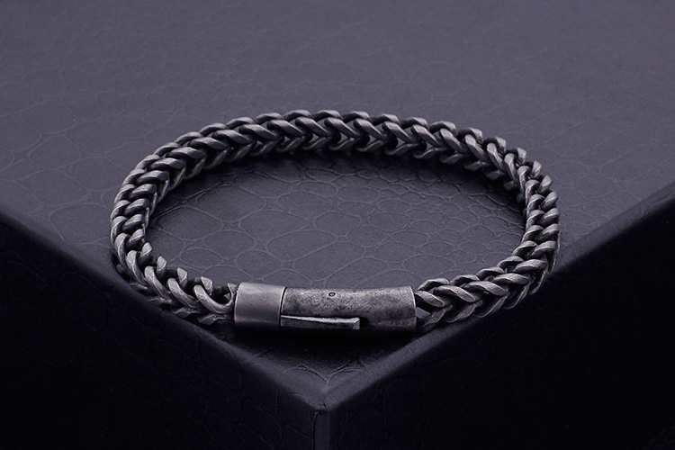 LICA 6MM Thick Chain Men Bracelet Cool Black Stainless Steel Friendship Men's Bracelets For Men Vintage Biker Jewelry Gifts