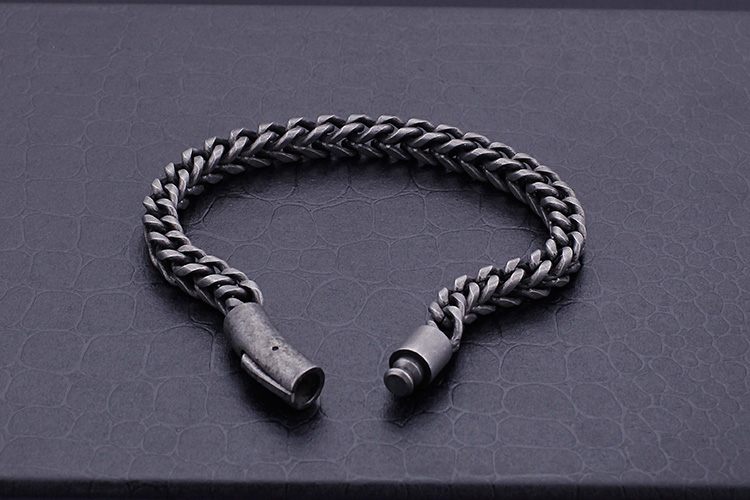 LICA 6MM Thick Chain Men Bracelet Cool Black Stainless Steel Friendship Men's Bracelets For Men Vintage Biker Jewelry Gifts