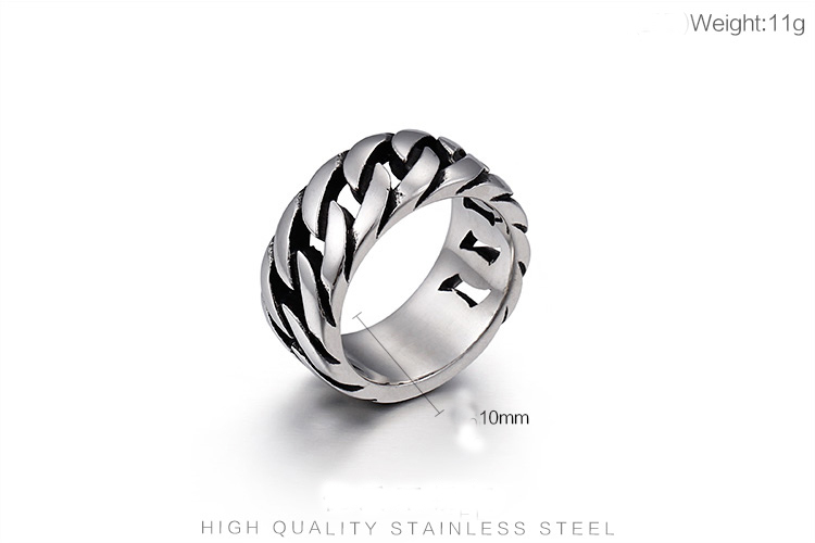 Fashion New Thick Chain Style Ring Men 316L Stainless Steel Biker Jewelry Punk Rock Party Mens Rings Dropshipping