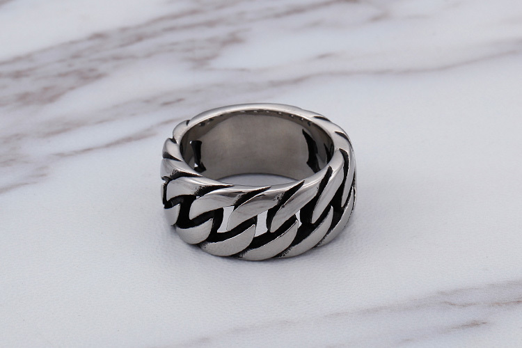 Fashion New Thick Chain Style Ring Men 316L Stainless Steel Biker Jewelry Punk Rock Party Mens Rings Dropshipping