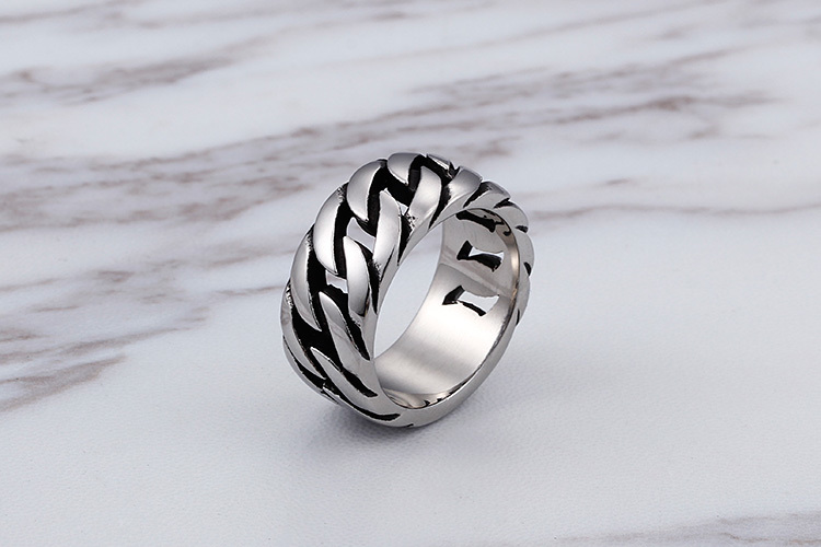 Fashion New Thick Chain Style Ring Men 316L Stainless Steel Biker Jewelry Punk Rock Party Mens Rings Dropshipping