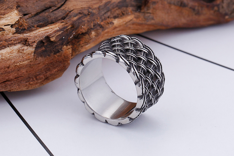 Vintage Braided Style Ring Men 316L Stainless Steel Biker Jewelry Punk Rock Party Mens Rings Size 12