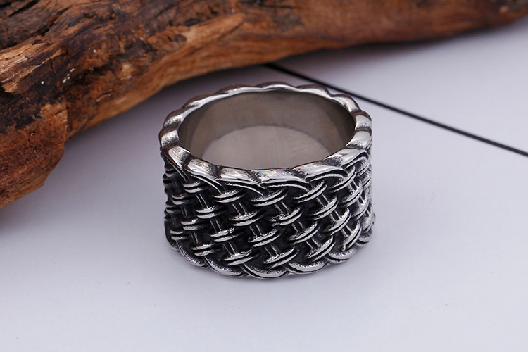 Vintage Braided Style Ring Men 316L Stainless Steel Biker Jewelry Punk Rock Party Mens Rings Size 12
