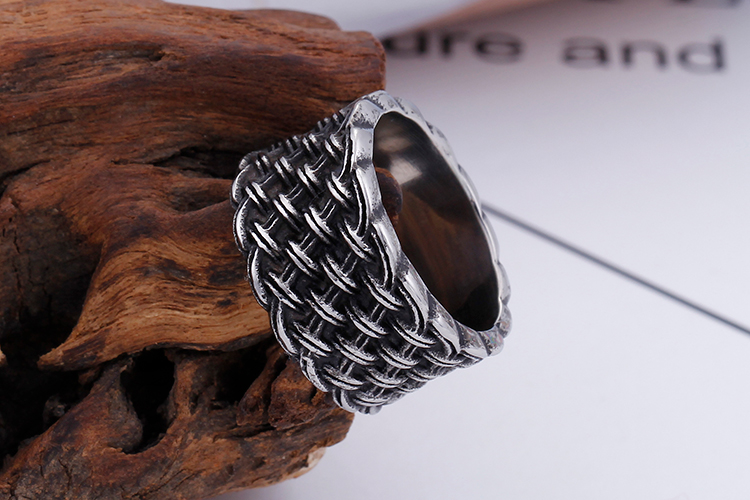 Vintage Braided Style Ring Men 316L Stainless Steel Biker Jewelry Punk Rock Party Mens Rings Size 12