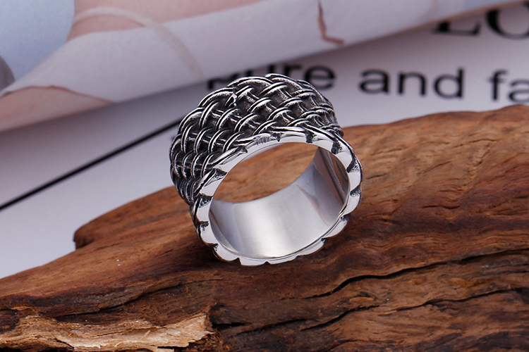 Vintage Braided Style Ring Men 316L Stainless Steel Biker Jewelry Punk Rock Party Mens Rings Size 12