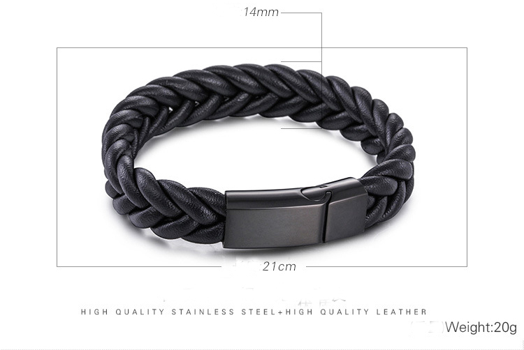 LICA New Jewelry Men Braided Leather Wristband Vintage Mens Bracelets 2018 With Stainless Steel Magnetic Clasp Bracelet