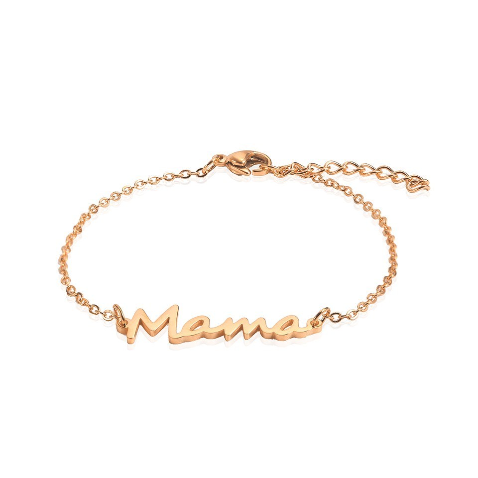 LICA Stainless Steel Mama Chain Link Bracelet Gold Mom Bracelet Mothers Day Gift New Mama Gifts