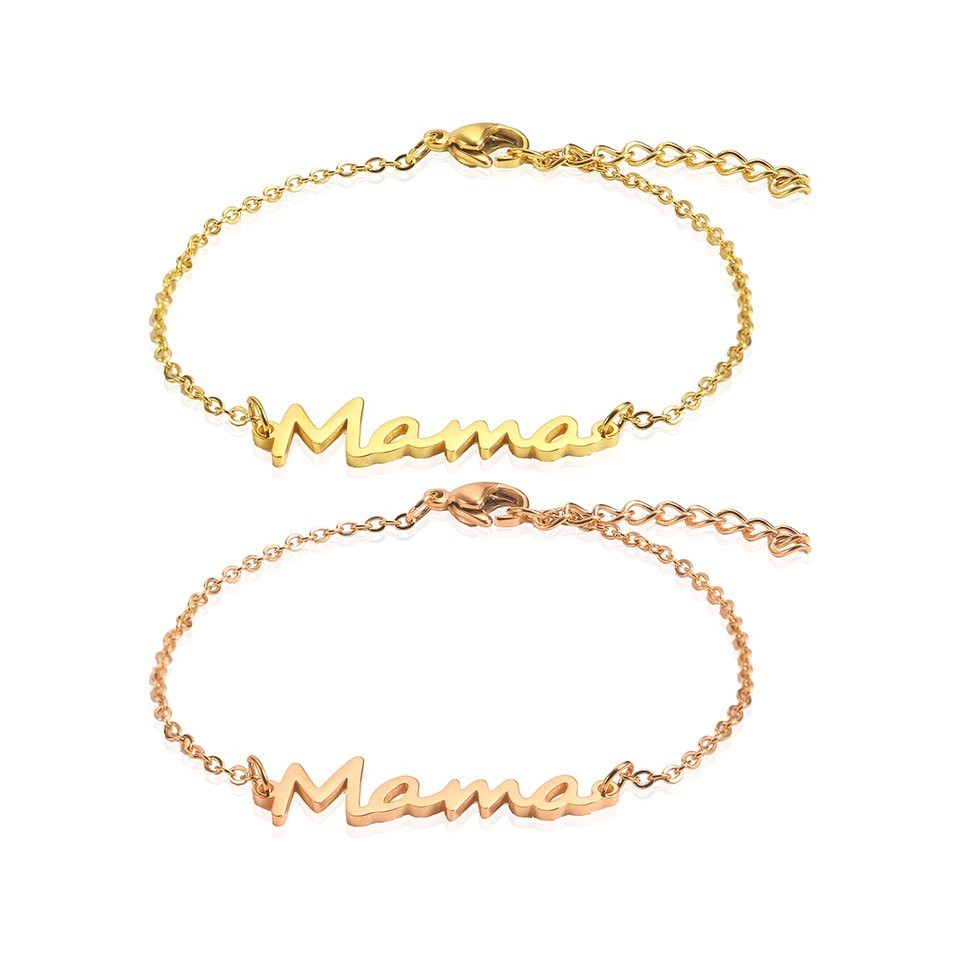LICA Stainless Steel Mama Chain Link Bracelet Gold Mom Bracelet Mothers Day Gift New Mama Gifts