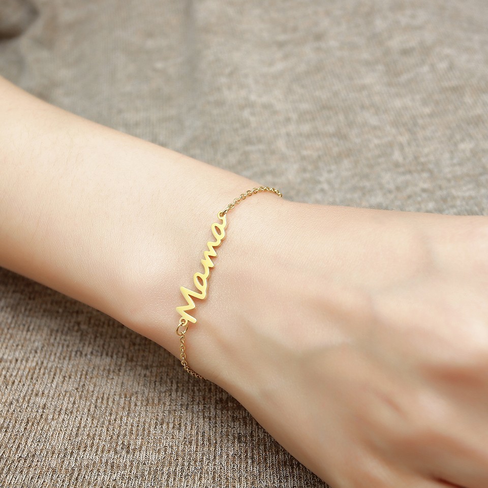 LICA Stainless Steel Mama Chain Link Bracelet Gold Mom Bracelet Mothers Day Gift New Mama Gifts