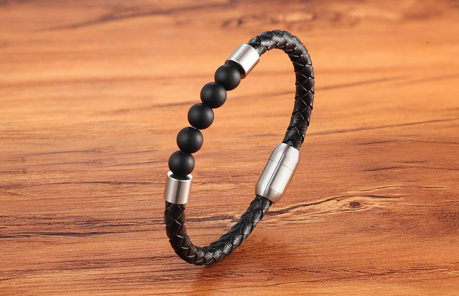 LICA Big Promotion Neo-Gothic Personality Combination Men's Leather Bracelet Natural Tiger Eye Stone Low Price Unique