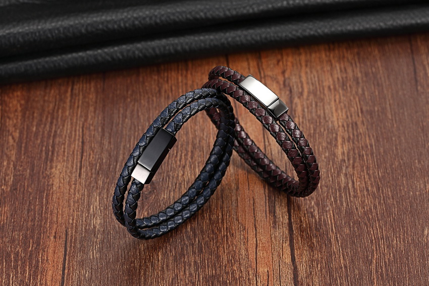 LICA Chain Bracelet Men Genuine Leather Bracelets Fashion Leather Bracelet for women Male Magnet Stainless Steel Rope Bracelets