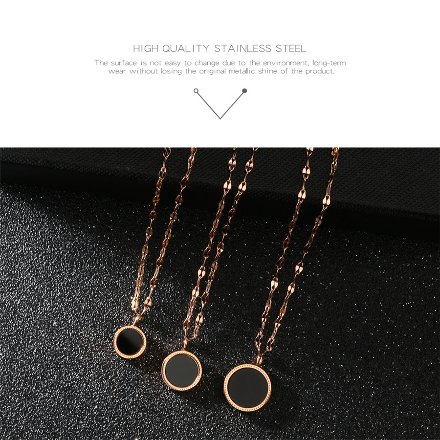 LICA Cute Style Women Black/White Double-sided Shell Round Wave Chain Pendant+Necklace For Girls Wedding Jewelry Christmas Gift