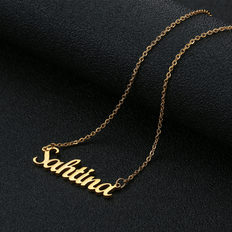 Romantic Gift Stainless Steel Pendant Necklace Custom Personalized Name Choker Gold Color Handwriting Signature Customized Necklace Women