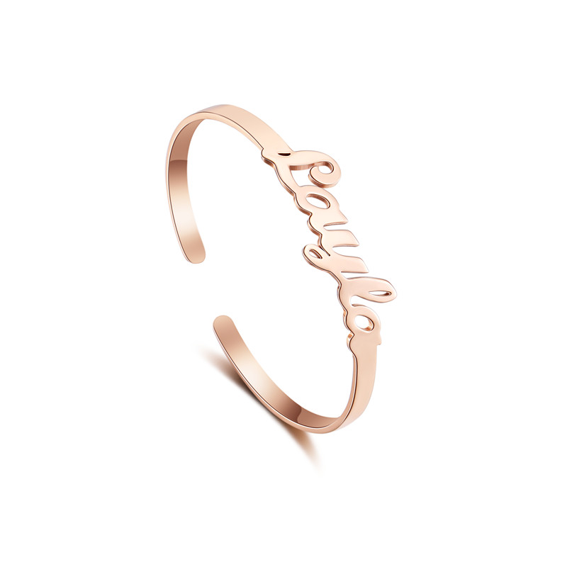 LICA Name Bracelets Bangle Gold For Women Men Jewelry Stainless Steel Adjustable Open Custom Nameplate Kids Bangles