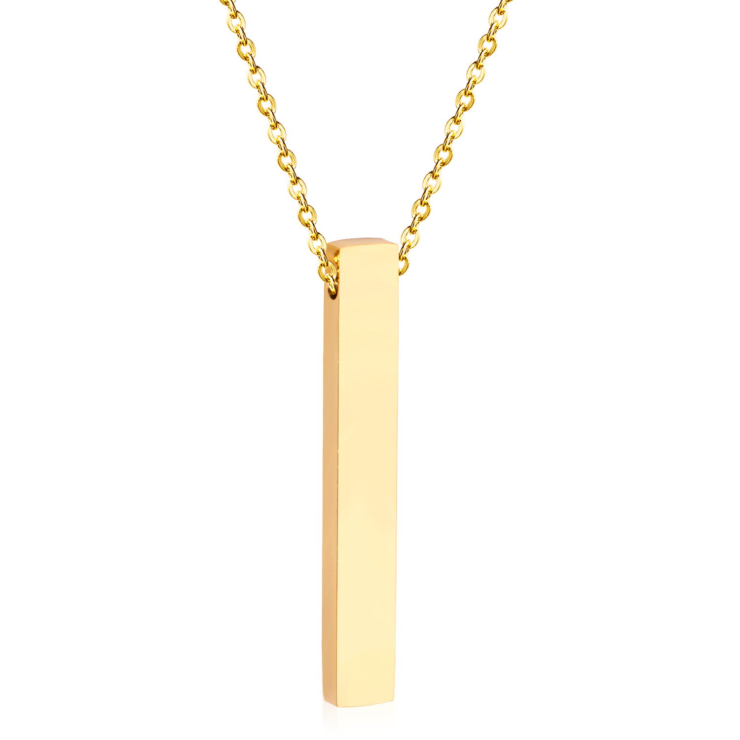 LICA Vertical Bar Necklace Stainless Steel Gold/Silver Pendant Necklace For Women/Men Anniversary Gift Collier Bijoux
