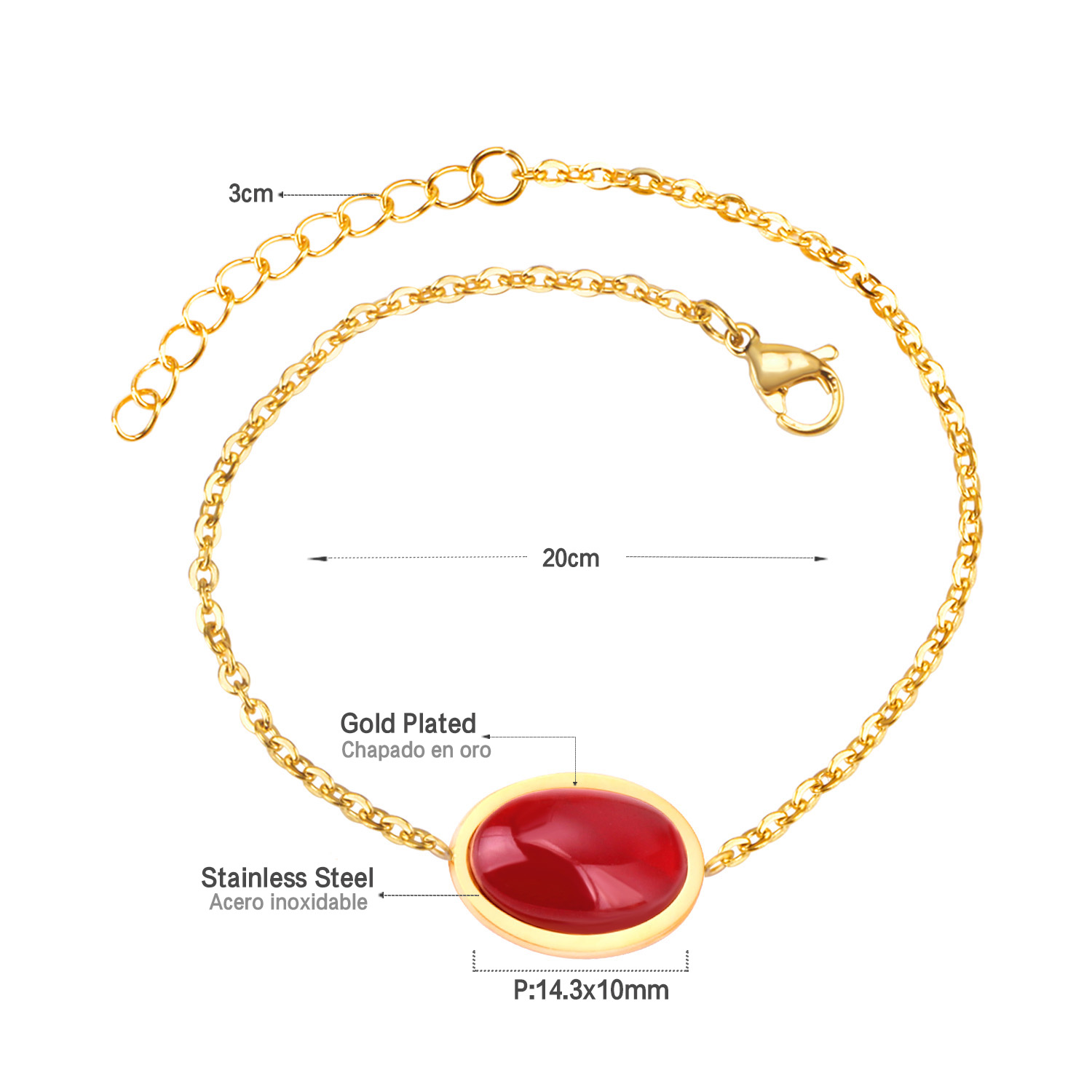 LICA New 20cm+3cm Extender Link Chain Bracelets Female Gift Turquoise/Ruby/Light Pink Quartz/Black agate Stone Bracelets Bangles Bijoux Party