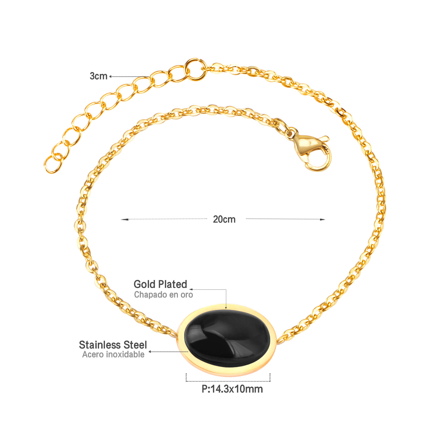LICA New 20cm+3cm Extender Link Chain Bracelets Female Gift Turquoise/Ruby/Light Pink Quartz/Black agate Stone Bracelets Bangles Bijoux Party