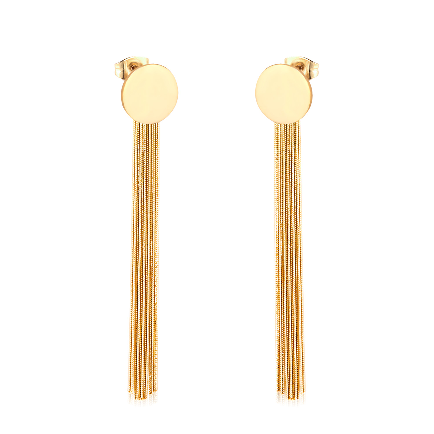 LICA Long Tassel Chain Earrings Office Style Gold/Silver Drop Earring Women Accessories Stainless Steel Push Back Jewelry
