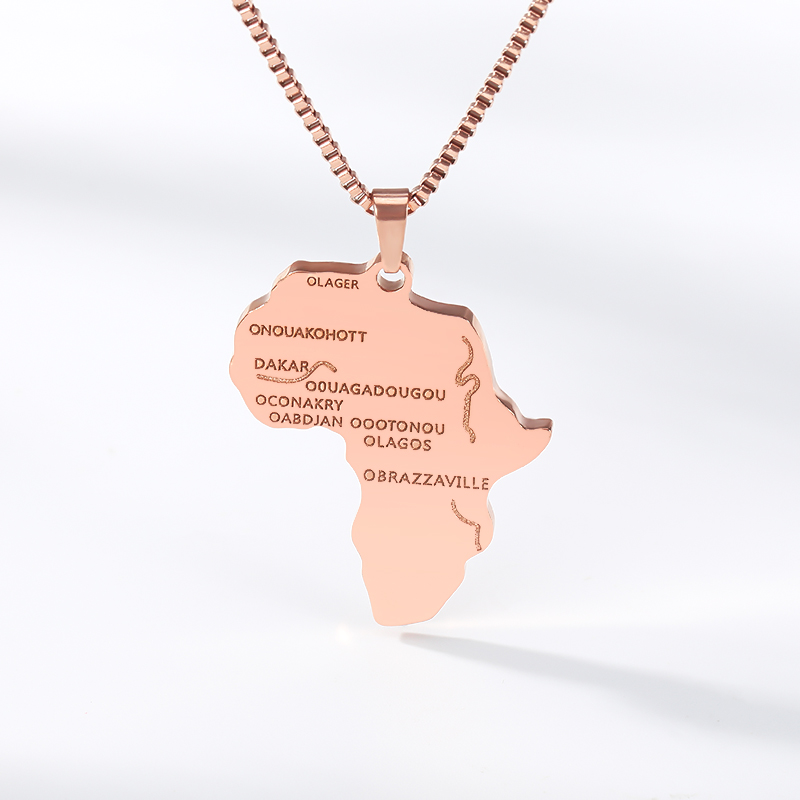 LICA Map Pendant Necklace For Women Men Silver Gold Color Ethiopian Jewelry Wholesale African Maps Hiphop Item