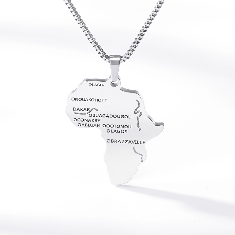 LICA Map Pendant Necklace For Women Men Silver Gold Color Ethiopian Jewelry Wholesale African Maps Hiphop Item