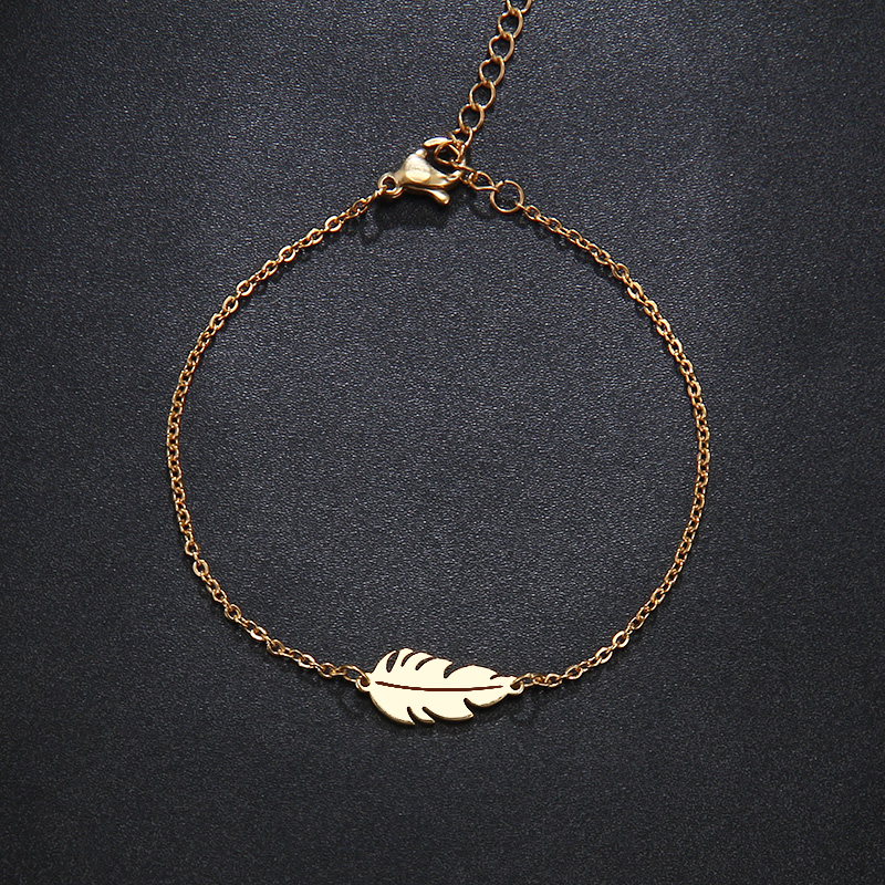 LICA Stainless Steel Bracelet For Women Feather Man Gold And Silver Color Lover's Engagement Jewelry