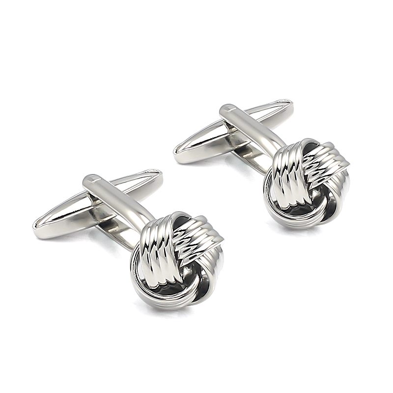 LICA Men's Shirts Knot Cufflinks Geometric Design Silver Round Groom Wedding French Cuff link Father's day Gift