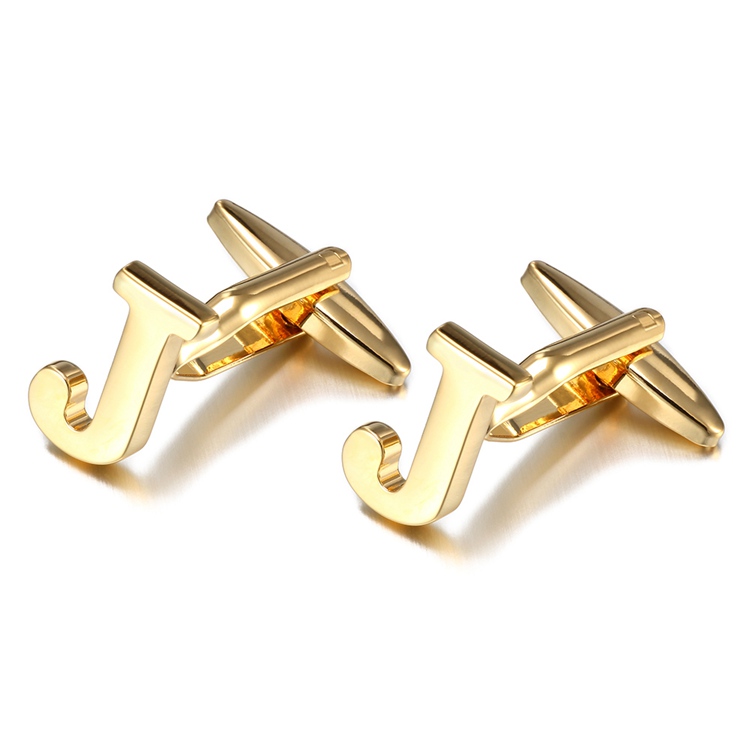 LICA Hot Sale Letters J Cufflinks For Mens Lepton High Quality Gold & Silver Color Metal Wedding Shirt Cuff Links