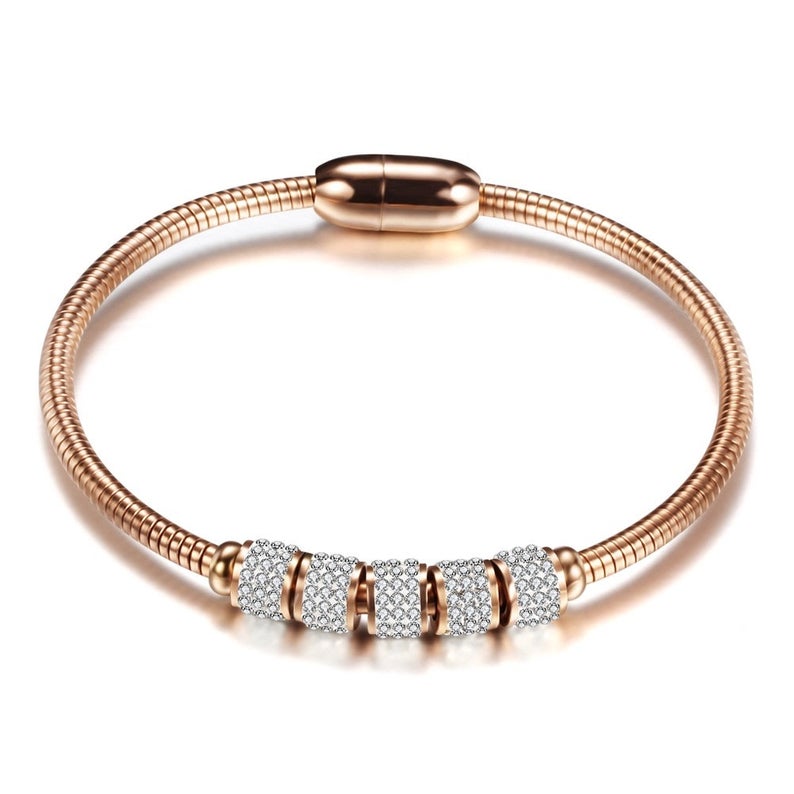 LICA High Quality Stainless Steel Crystal Jewelry, Diamond Rose Gold, Steel and Gold Plated Delicate Bracelet