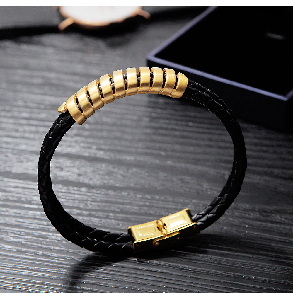 High Quality Stainless Steel Braided Leather Bracelet Match With Watch
