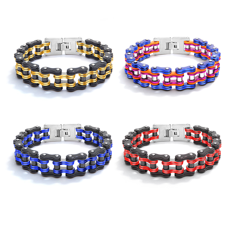 LICA Fashion Bicycle Chain Bracelet Jewelry Men Bike Chain Bracelet, Pyramid Link Stainless Steel Bracelet, Punk Street Wholesale Bracelet Men