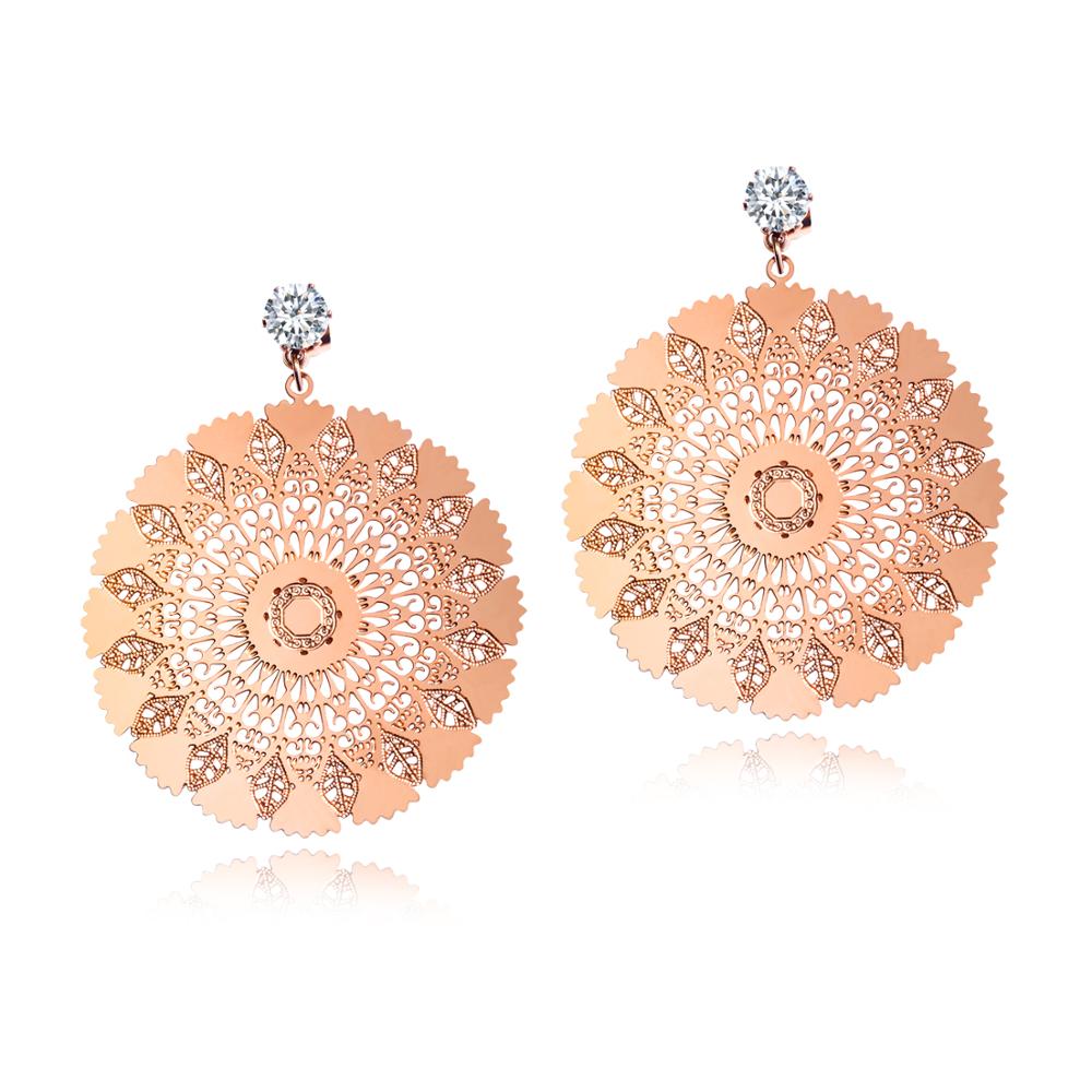 LICA Temperament Peacock Screen Zircon Stainless Steel Earrings