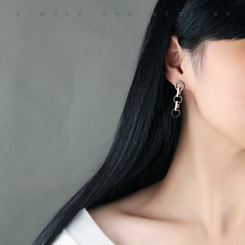 LICA Fashion Temperament Long Earrings Round Earrings Wild Tide Earrings