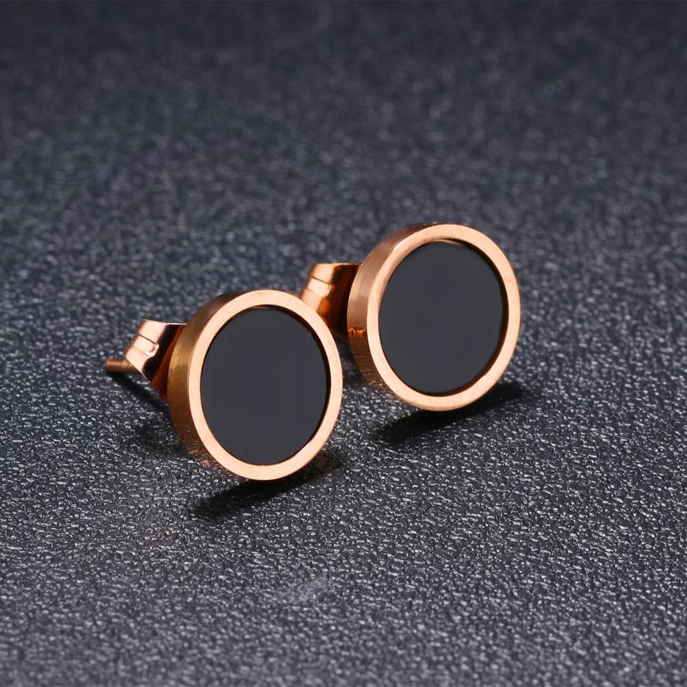 LICA Fashion Lady's Hipster Round Cake Rose Gold Stud Earrings