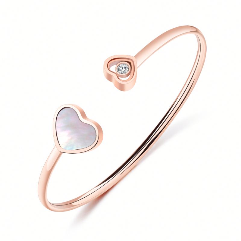LICA Wholesale Women Jewelry Stainless Steel Cuff Heart Sea Shell Bracelet