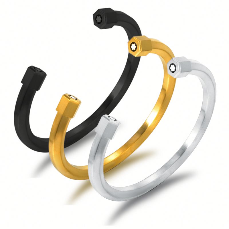 LICA Latest Design Gold Silver Black Stainless Steel Mens Open Cuff Bangle Bracelets