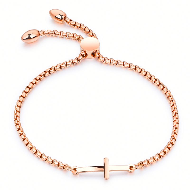 LICA Wholesale Women Jewelry Adjustable Silver Cross Bracelet Sideways